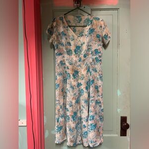 Vintage Floral V-Neck Dress